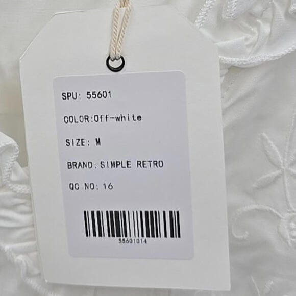 Simple Retro M Faith Lace Patchwork Embroidered Off White Cottagecore Blouse - Picture 6 of 13